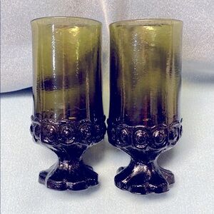 Elegant Olive Green Glass Goblets by Franciscan